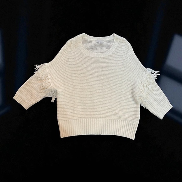 REBECCA MINKOFF IVORY COTTON BLEND SWEATER SIZE LARGE